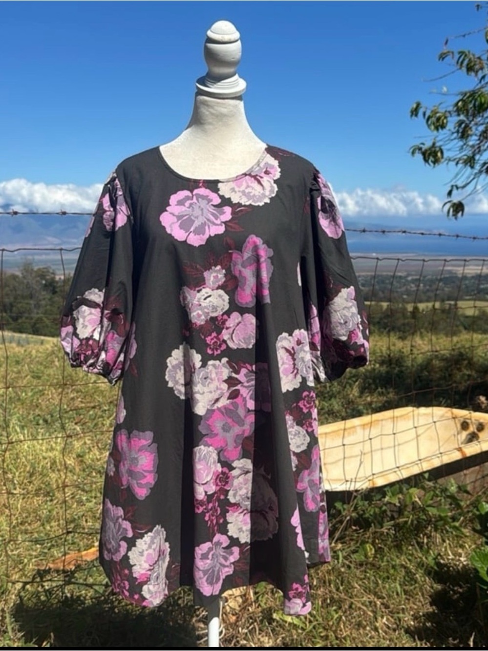 Free People Maye Pollin Tunic Puff Short Sleeve Floral Romantic Medium NWOT